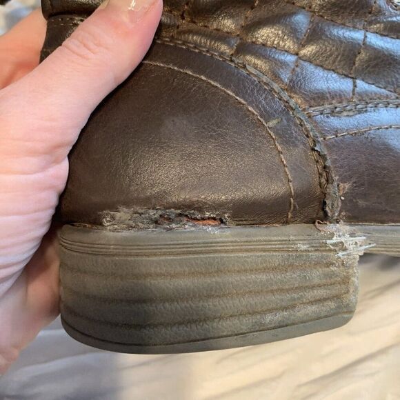 Stq Womens Solid Brown Vegan Combat Boots Quilted Leather 7 - Picture 7 of 9